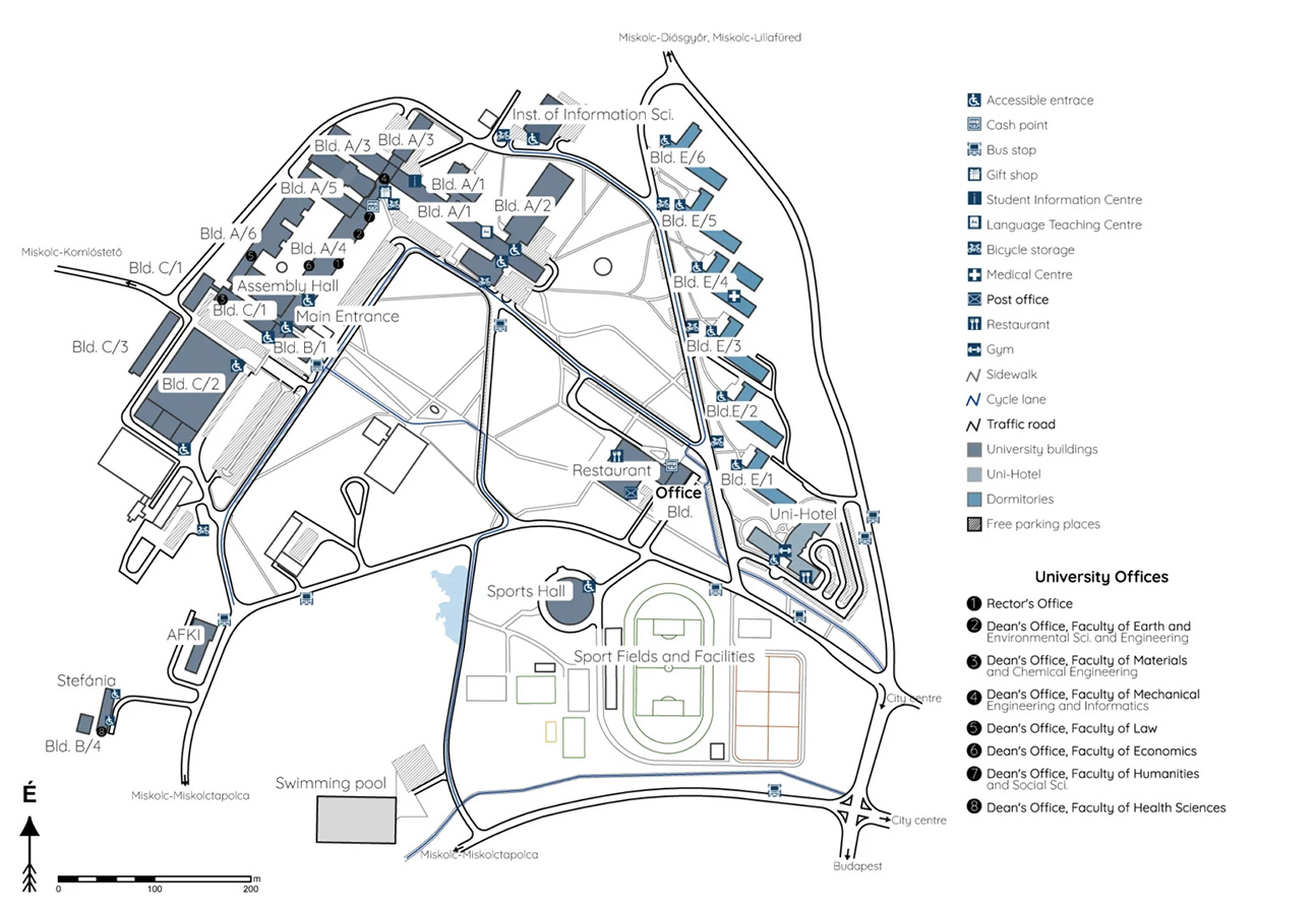 Map of University of Miskolc